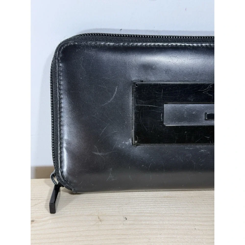 GUCCI Vintage Tom Ford ERA Long Wallet Purse Enamel Black Patent Leather - Picture 2 of 8